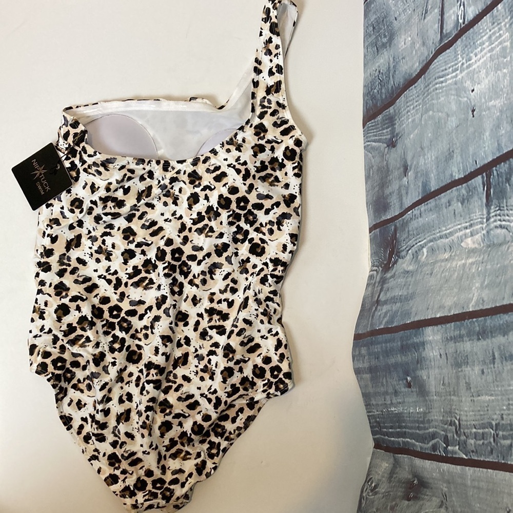 Nip Tuck NWT Rhonda Leopard Animal Print One Shoulder One Piece Swimsuit 10 NEW - Picture 14 of 16